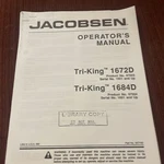 Jacobsen Tri-king 1672D Mower Operators Manual (67003, 67004) 1684D Book 1992. Fixed Price $10.00.