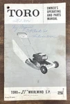 1958 Toro Whirlwind 21" Lawn Mower Owners Operating Manual Parts List 20119-101+. Fixed Price $14.99.