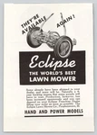 Eclipse Lawn Mower Prophetstown Ill Hand Power Models 1946 Print Ad. Fixed Price $12.85.