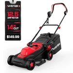 Amerisun 14-INCH Electric Lawn Mower, Corded, 12.5 Amp, 10 Gal Grass Bag, Push. Fixed Price $149.99.