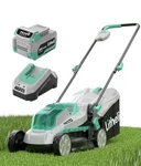 Litheli 13 Inch Cordless Lawn Mower, 5 Heights, 20V Electric Battery, Green. Fixed Price $212.50.