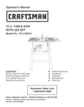 Craftsman 137.218010 Table Saw Owners Instruction Manual. Fixed Price $20.24.