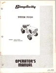 Simplicity System 7013H Lawn Tractor Operator's Manual H.p. 1690184. Fixed Price $20.00.