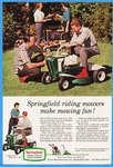 1960 Springfield Riding Lawn Mower Photo Quick Manufacturing Ohio Ad. Fixed Price $10.99.