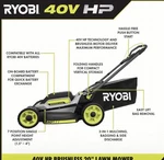 Ryobi 40V Brushless Walk-behind Lawn Mower W/ Battery & Charger. Fixed Price $299.99.