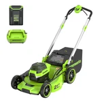 Greenworks 60V 21" Push Lawn Mower + (1) 5.0 Ah Battery & Charger 2546502. Fixed Price $395.87.