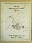 Western Tool 22" Rotary Mower Operating, Parts Manual Model Rf - 22A. Fixed Price $9.99.