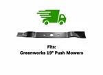 Greenworks 19" Lawn Mower Blade (replaces Part #29373) Fits 25223. Fixed Price $25.95.