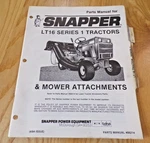 Snapper LT16 Series Tractor And Mower Attachment Parts Manual. Fixed Price $15.00.
