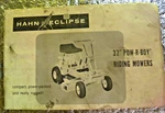 Vintage Hahn Eclipse Operations And Parts Manual 32 Pow-r-boy Riding Mower. Fixed Price $14.50.