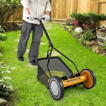 Push Lawn Mower W/5-BLADE, 6.6 Gallon Removable Grass Catcher For Garden Farm. Fixed Price $84.99.