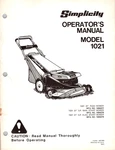 Simplicity Model 1021 Inch Mower Operations Manual Plus Electric Start. Fixed Price $20.00.