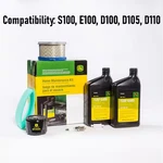 John Deere Home Maintenance Kit S100, E100, D105, D110 And D100 Mowers. Fixed Price $59.25.