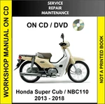 Honda Super Cub NBC110 2013 - 2018 Service Repair Shop Manual Cd. Fixed Price $17.99.