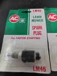 LM46 Lawn Mower Spark Plug Nos 1966 Print Dated Blister Card 2 Pack. Fixed Price $15.00.