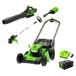 Greenworks 80V 21" Self-propelled Mower+blower+trimmer Combo Kit W/ 4AH Battery. Fixed Price $799.99.