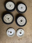 Lawn Boy Mower Model 8157A - Complete Set Of Four Wheels & Hardware (D1/56). Fixed Price $48.00.