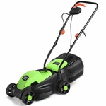 12 Amp 13-INCH Electric Push Lawn Corded Mower With Grass Bag Green. Fixed Price $119.99.