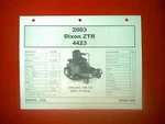 Dixon Ztr Zero Turn Model 4423 With 42" Mower Deck Parts Manual Dated 2003. Fixed Price $5.00.