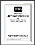 Toro Wheel Horse 79360 42 Inch Snow Blower Thrower Attachment Owner Manual 26 Pg. Fixed Price $15.95.