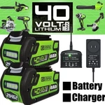 2PACK 8.0AH Battery / Charger For Greenworks Volt Lithium Ion G-max 29472. Fixed Price $82.99.