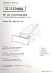Craftsman Garden Tractor Dozer Blade Implement 486.24414 Owner & Parts Manual. Fixed Price $55.24.