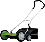 New! 18" Greenworks Blade- Reel Mower Model 25062 With Grass Bag. Fixed Price $98.88.