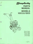 Simplicity Roticul Rototiller Models 1003 & 1005 Parts Manual. Fixed Price $20.00.