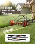 Push Reel Lawn Mower 18 Inch, 5 Blades Manual No Motor, Courtyards. Fixed Price $144.11.