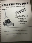 Cooper CYCLO-MO-18 Rotary Power Mower Operator's Manual AMIL26. Fixed Price $39.99.