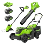 Greenworks 48V (24V X 2) 17" Mower W/ String Trimmer + 320CFM Blower Combo Kit. Fixed Price $479.99.
