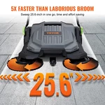 Walk-behind Hand Push Floor Sweeper 25.6" Wide Outdoor Manual Cleaning Machine. Fixed Price $117.03.