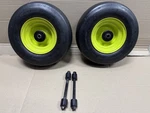(2) Front Wheel With Tire For Ryobi Z54LI 80V Zero Turn Mower + Axel & Spacers. Fixed Price $114.00.