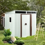6 X 5 Ft Metal Backyard Storage Shed Tool Room W/ Window For Patio Lawn White. Fixed Price $289.99.