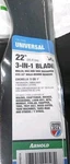 Arnold 22" Universal Mower Blade 3 In 490-100-0082. Fixed Price $19.13.