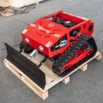 Remote Control Lawn Mower, Crawler Type Non-slip Gasoline With Snow Pusher. Fixed Price $2199.00.