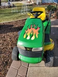Flame Decals Sunken Effect White Hot Fire- 3PC Set For Riding Lawn Mower. Fixed Price $31.95.