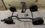 Ryobi P1104 Mower Wheel Assembly With Spring Front Weight, Top Handle, Screws. Fixed Price $29.99.