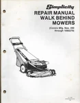 Simplicity Walk Behind Lawn Mowers Model 1021 1033 1034 TP-584 Repair Manual. Fixed Price $19.95.