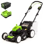 Greenworks 80V 21" Self-propelled Lawn Mower With 4AH Battery And Rapid Charger. Fixed Price $699.99.