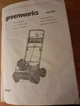 Manual Greenworks Snow Thrower Operator 2601102 SNF401. Fixed Price $10.00.