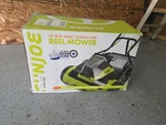 Sun Joe Cordless Push Reel Mower, Yard Trimmer W/ Collection Bag, 24V-CRLM15. Fixed Price $200.00.