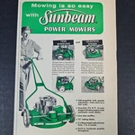 1957 Sunbeam Power & Electric Mowers Vintage Print Twin Blade Attachments. Fixed Price $7.83.