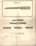 Jacobsen Tractor Parts List 1250 1450 1650 24 Pages Gloss Cover Comb Bound. Fixed Price $15.99.