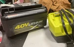 Ryobi OP40602VNM 40V Lithium 6AH Battery With 0P408VNM Charger Used 6.0AH Mower. Fixed Price $80.00.