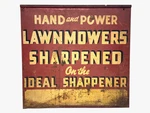 Antique Hand Power Lawn Mowers Sharpened On The Ideal Sharpener Metal Sign. Fixed Price $149.99.