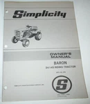 Simplicity Baron 3414S No. 979 Riding Tractor Owners/parts Manual Original!. Fixed Price $22.49.