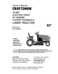 Owner Manual Sears Craftsman 19.0 Hp Lawn Tractor W/ 42 Mower - 917.270813. Fixed Price $21.95.