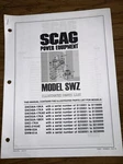 Scag Model Illustrated Parts List SWZ48A-17KA Year 2003. Fixed Price $20.00.
