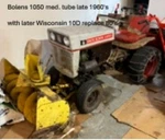 Bolens 1050 Medium Tube Garden Tractor With Snow Blower, Roto-tiller And Plow. Fixed Price $1095.00.